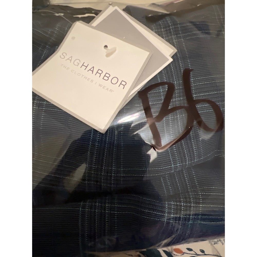 Sag Harbor Pants‎ Women 12 Blue New Plaid Belted Dress Trousers High Rise - Picture 7 of 7